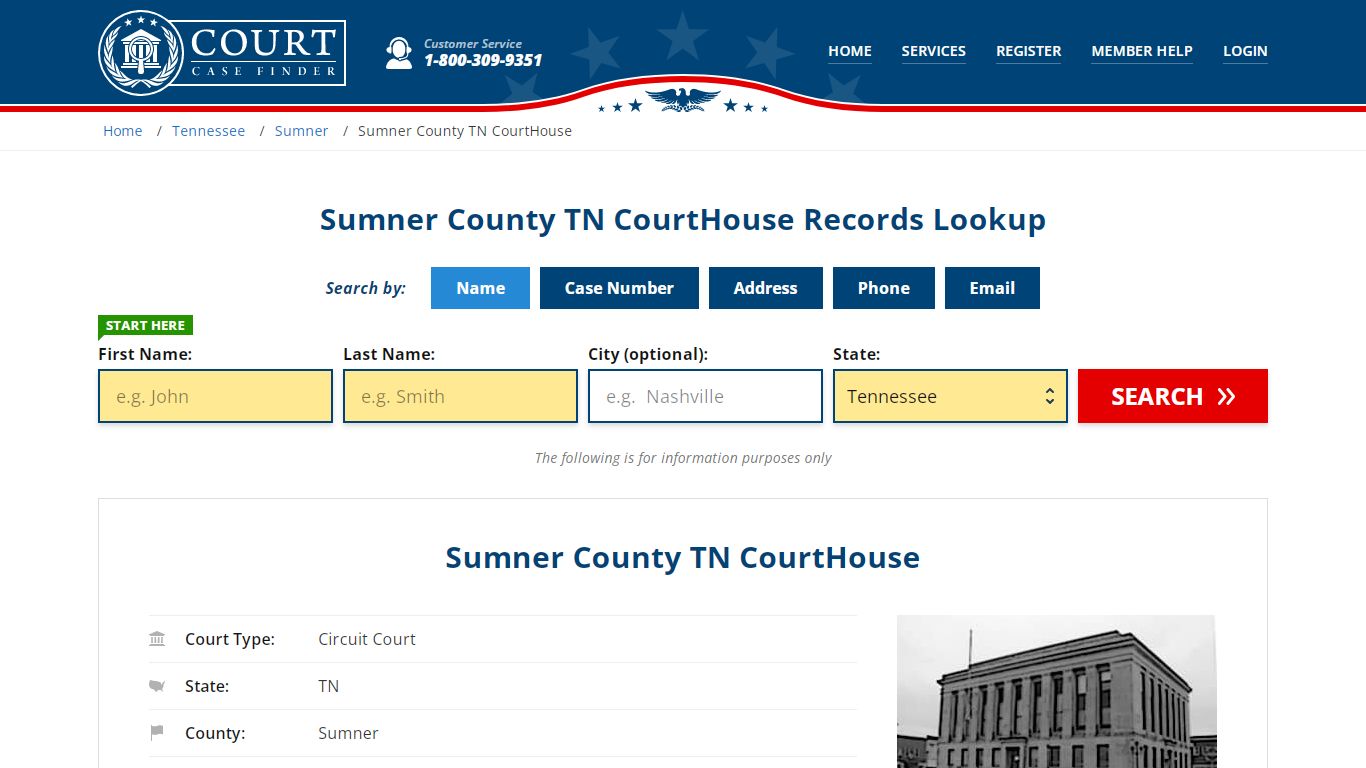 Sumner County TN CourtHouse Records Lookup - CourtCaseFinder.com